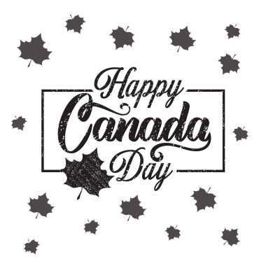 Kanada Bayram Davetiye Tasarımı 'nız kutlu olsun. Kırmızı Yaprak beyaz arka planda izole edilmiş. El yazısıyla çizilmiş tebrik kartı. Mutlu Kanada Günü kavramı.