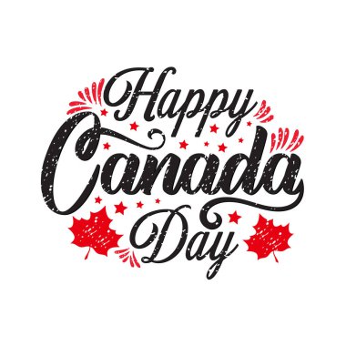 Kanada Bayram Davetiye Tasarımı 'nız kutlu olsun. Kırmızı Yaprak beyaz arka planda izole edilmiş. El yazısıyla çizilmiş tebrik kartı. Mutlu Kanada Günü kavramı.