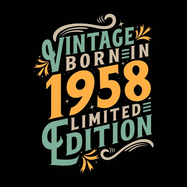 Vintage Geboren 1958 Geboren Vintage 1958 Verjaardagsfeest — Stockvector