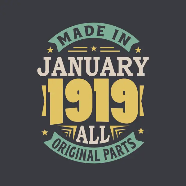 Geboren Januari 1919 Retro Vintage Verjaardag Gemaakt Januari 1919 Alle — Stockvector