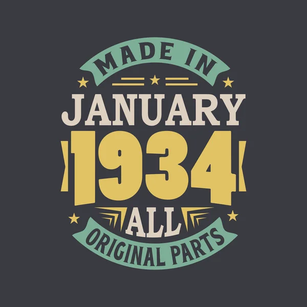Geboren Januari 1934 Retro Vintage Verjaardag Gemaakt Januari 1934 Alle — Stockvector