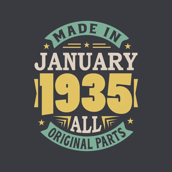 Geboren Januari 1935 Retro Vintage Verjaardag Gemaakt Januari 1935 Alle — Stockvector