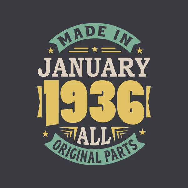 Geboren Januari 1936 Retro Vintage Verjaardag Gemaakt Januari 1936 Alle — Stockvector