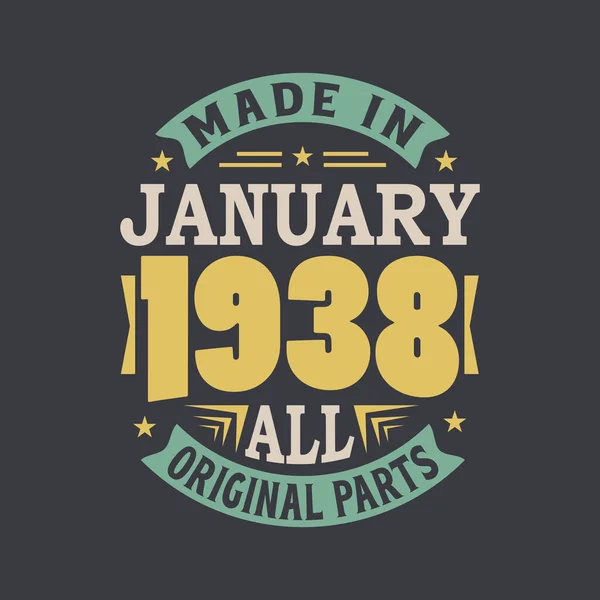 Geboren Januari 1938 Retro Vintage Verjaardag Gemaakt Januari 1938 Alle — Stockvector