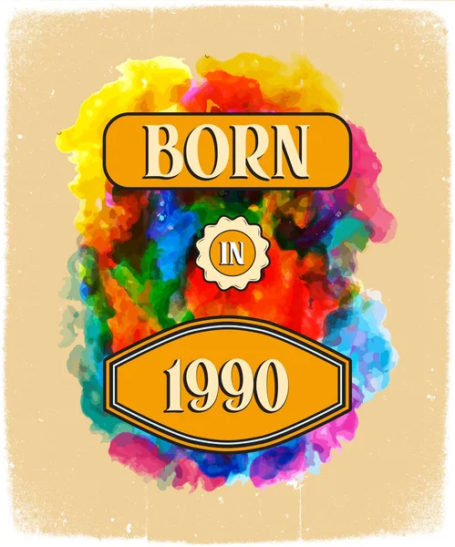 Рожденная 1990 Году Футболка Retro Vintage Birthday — стоковый вектор