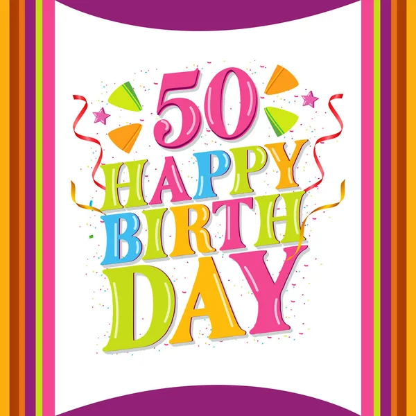Logotipo Aniversário Feliz 50Th Com Balões Design Vetorial Para Celebração — Vetor de Stock