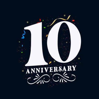  10. Yıldönümü Altın Rengi 10 Yıldönümü Kutlama Logosu Tasarımı Şablonu