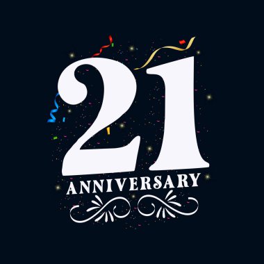 21. Yıldönümü Altın Rengi 21 Yıldönümü Kutlama Logosu Şablonu