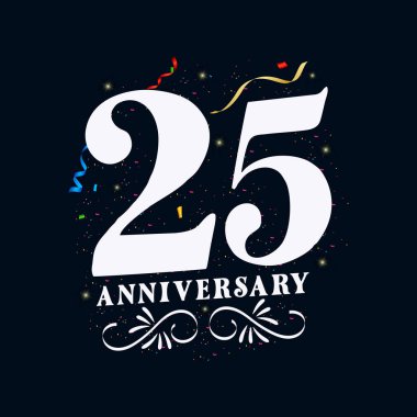 25. Yıldönümü Altın Rengi 25 Yıldönümü Kutlama Logosu Şablonu
