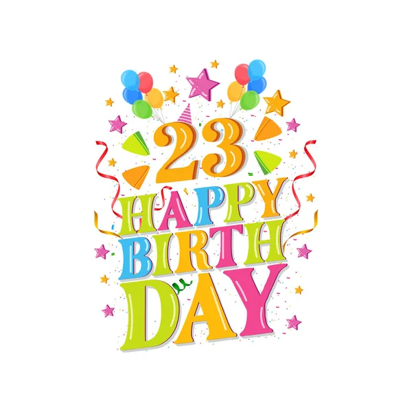 23O Logotipo Aniversário Feliz Com Balões Design Ilustração Vetorial Para —  Vetores de Stock