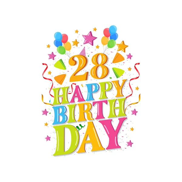 Logotipo Aniversário Feliz Com Balões Design Ilustração Vetorial Para Celebração —  Vetores de Stock