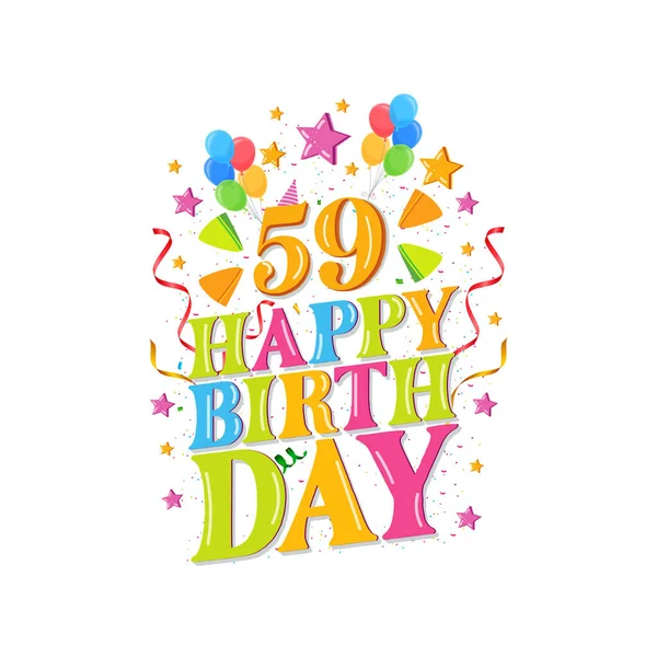 59年快乐生日标志与气球 矢量插图59岁生日庆祝设计 — 图库矢量图片
