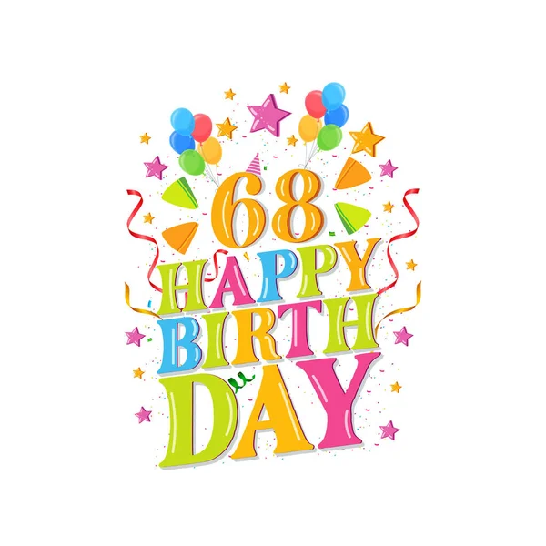 68年快乐生日标志与气球 矢量插图68岁生日庆祝设计 — 图库矢量图片