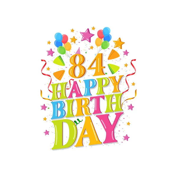 84年快乐生日标志与气球 矢量插图84岁生日庆祝设计 — 图库矢量图片