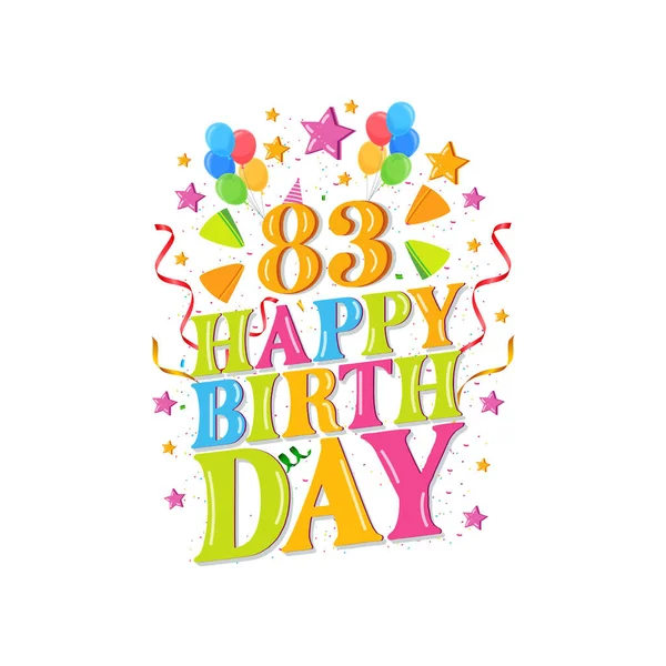83年快乐生日标志与气球 矢量插图83岁生日庆祝设计 — 图库矢量图片