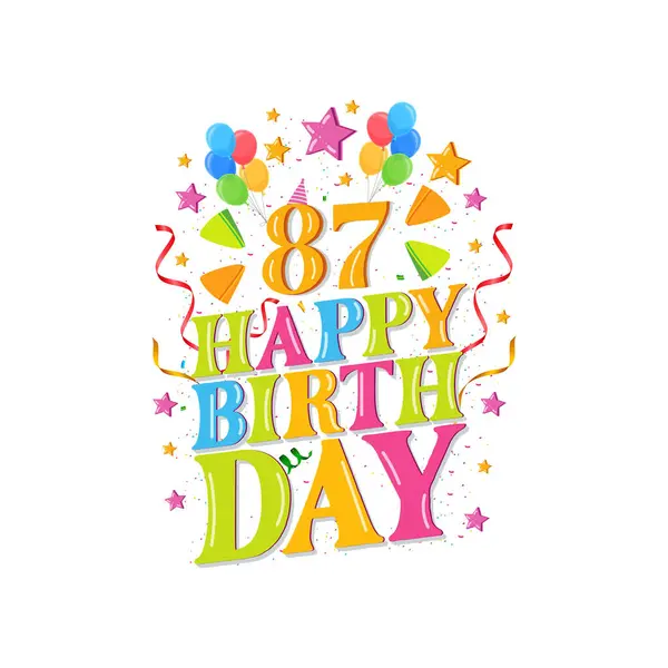 87年快乐生日标志与气球 矢量插图87岁生日庆祝设计 — 图库矢量图片