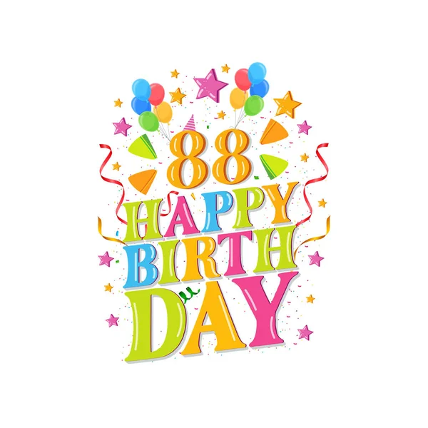 88年快乐生日标志与气球 矢量插图88岁生日庆祝设计 — 图库矢量图片