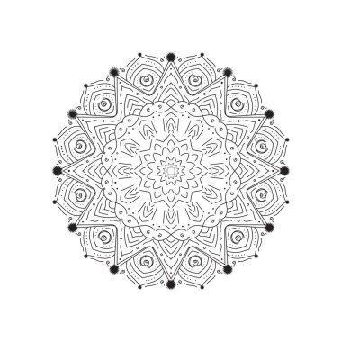 Beyaz izole arka planda dairesel mandala. Renkli vektör boho mandala. Etnik doğu tarzında dekoratif süs. Çiçek desenli mandala.