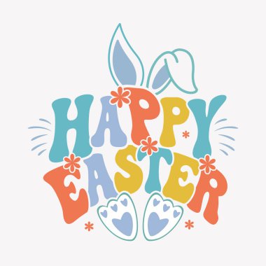 Mutlu Paskalya el yazmaları. Kaligrafi metin kompozisyonu beyaz arkaplanda izole edildi. Tatil harf tasarımı.