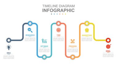 Infographic business template. 5 steps Modern Timeline diagram with line graph. Concept presentation.