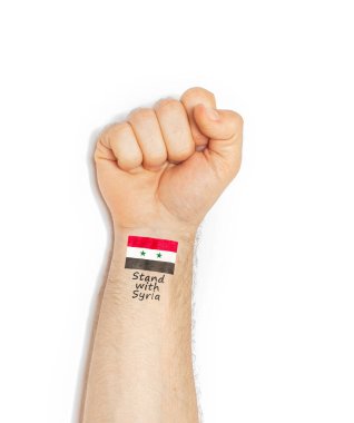 hand of a young caucasian man making a gesture of support and strength