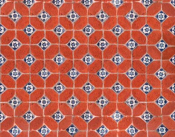 traditional mexican colorful wall with blue talavera poblana ceramic tiles, texture background