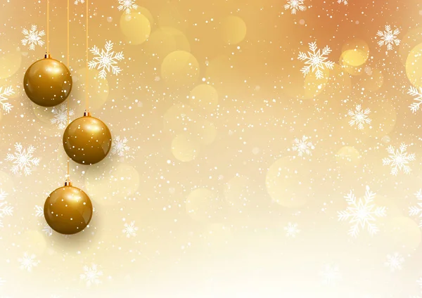 Kerst Achtergrond Met Goud Opknoping Kerstballen — Stockvector