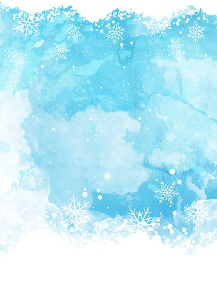 雪の結晶のデザインの水彩クリスマスの背景 — ストックベクタ