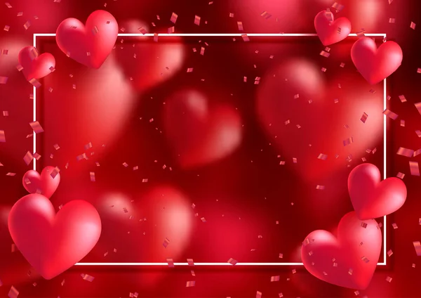 Hintergrund Zum Valentinstag Mit Herzen Und Konfetti — Stockvektor