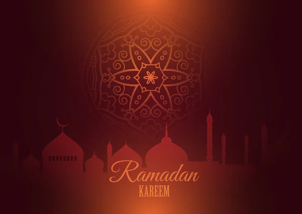 Ramadã Kareem Fundo Com Silhuetas Mesquita Design Mandala — Vetor de Stock