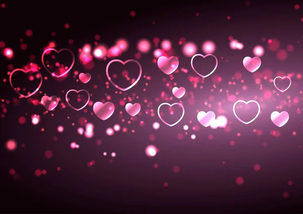Valentinstag Hintergrund Mit Herzen Und Bokeh Licht Design — Stockvektor