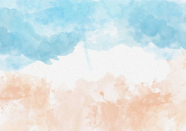手绘水彩画海滩主题背景 — 图库矢量图片