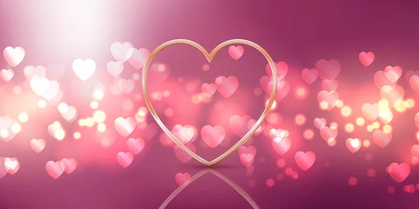 Sevgililer Günü Afişi Tasarlanmış Altın Kalp Tasarımı — Stok Vektör