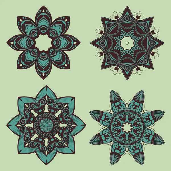 Collection Motifs Floraux Mandala — Image vectorielle