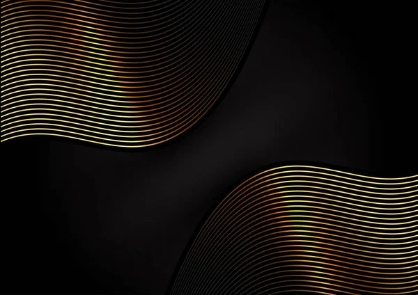 エレガントな黒と金の背景デザイン — ストックベクタ