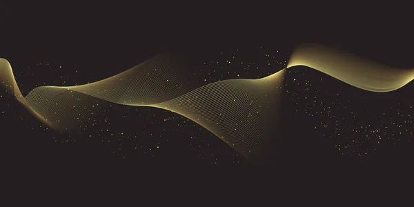 Glittering Flowing Gold Lines — Stock Vector