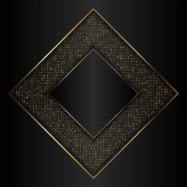 Декоративний Золотий Чорний Фон Металевою Золотою Рамкою — стоковий вектор