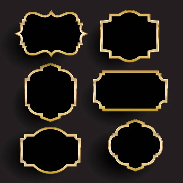Колекція Декоративних Золотих Чорних Рам — стоковий вектор
