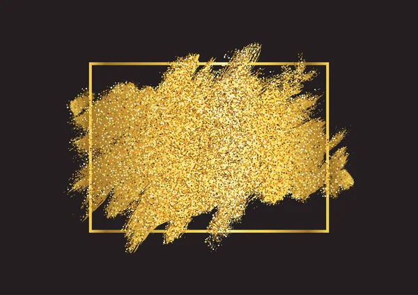 Złoty Brokat Tło Metalową Złotą Ramą — Wektor stockowy