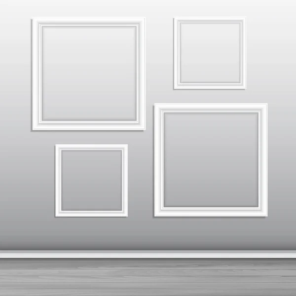 Collection Blank Picture Frames Hanging Wall — Stock Vector