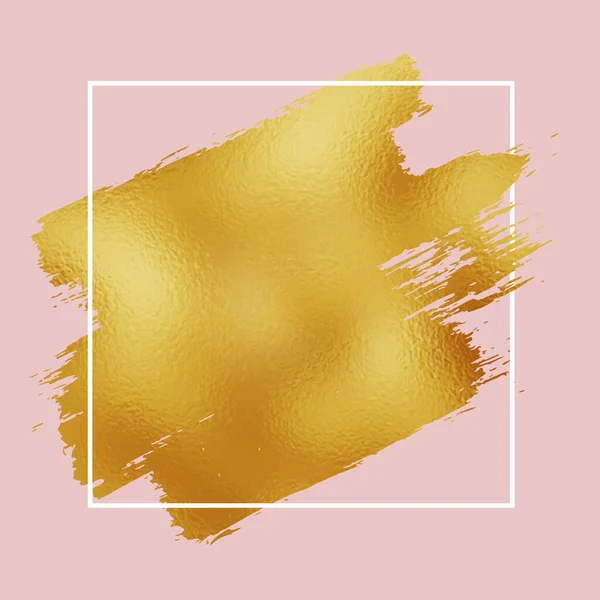Goldfolie Pinselstrich Mit Weißem Rand Auf Rosa Hintergrund — Stockvektor