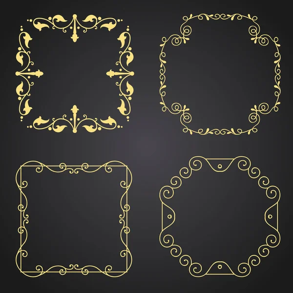 Збірка Чотирьох Золотих Декоративних Кордонів — стоковий вектор