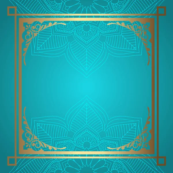 Mandala Background Decorative Gold Border — Stock Vector