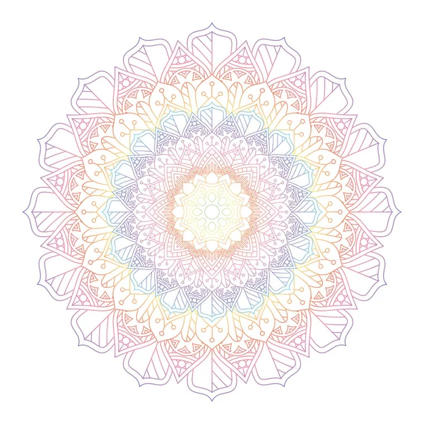 虹色のエレガントな曼荼羅図 — ストックベクタ