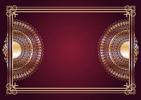 Eleganter Hintergrund Mit Dekorativem Goldrahmen Und Mandala Design — Stockvektor