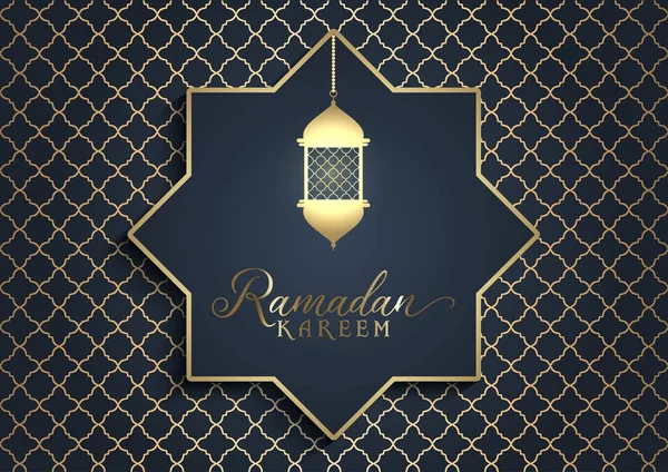 Design Elegante Para Ramadan Kareem Preto Ouro — Vetor de Stock