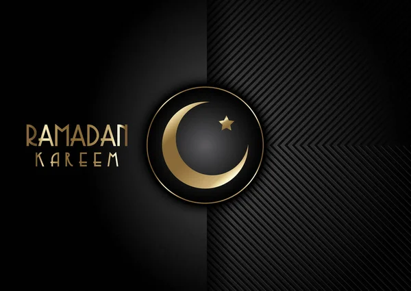 Design Moderno Nero Oro Ramadan Kareem — Vettoriale Stock