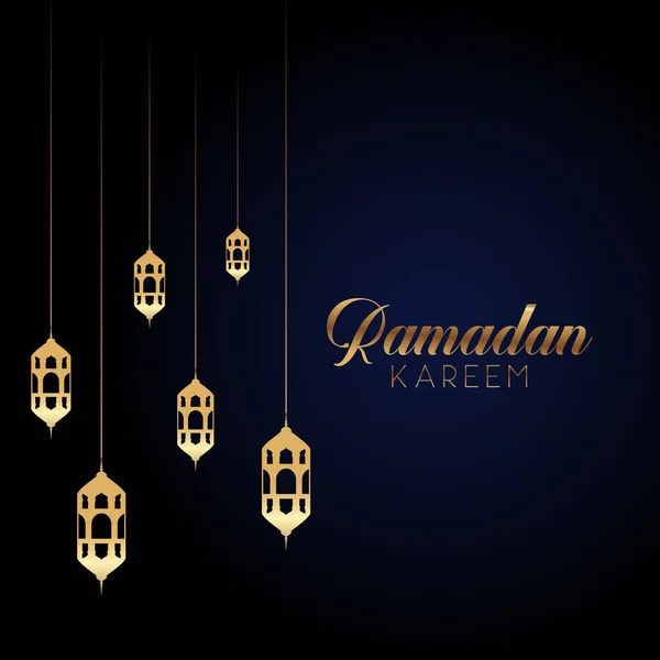 Elegante Sfondo Ramadan Kareem Con Lanterne Appese — Vettoriale Stock