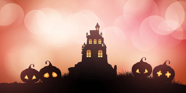 Halloween Banner Kísérteties Kastéllyal Tövéből — Stock Vector