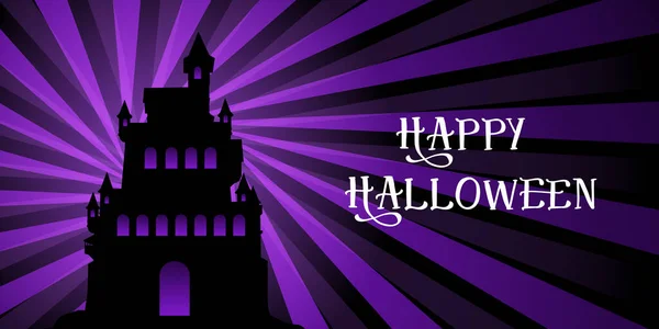 Halloween Banner Med Spooky Castle Starburst Design — Stock vektor